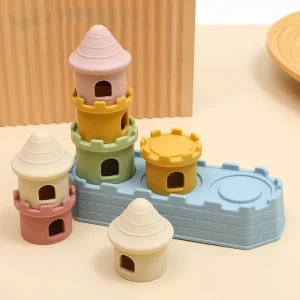 Siliconen Kasteel Stapelblokken Set - 8 Stuks Montessori Speelgoed voor Peuters