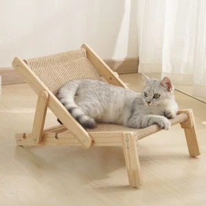 Houten Lounge Stoel Kat | Verstelbare Strandstoel voor Katten